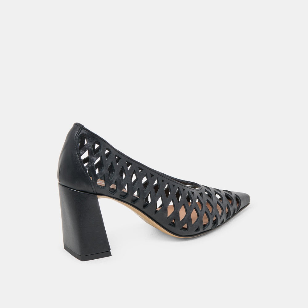 Tanya Black Woven Leather Heels / Dolce Vita