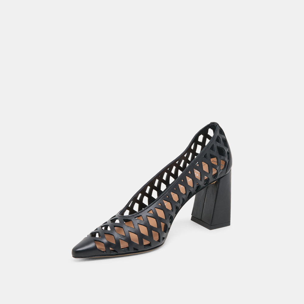 Tanya Black Woven Leather Heels / Dolce Vita