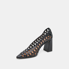 Tanya Black Woven Leather Heels / Dolce Vita