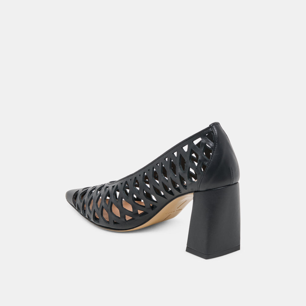 Tanya Black Woven Leather Heels / Dolce Vita