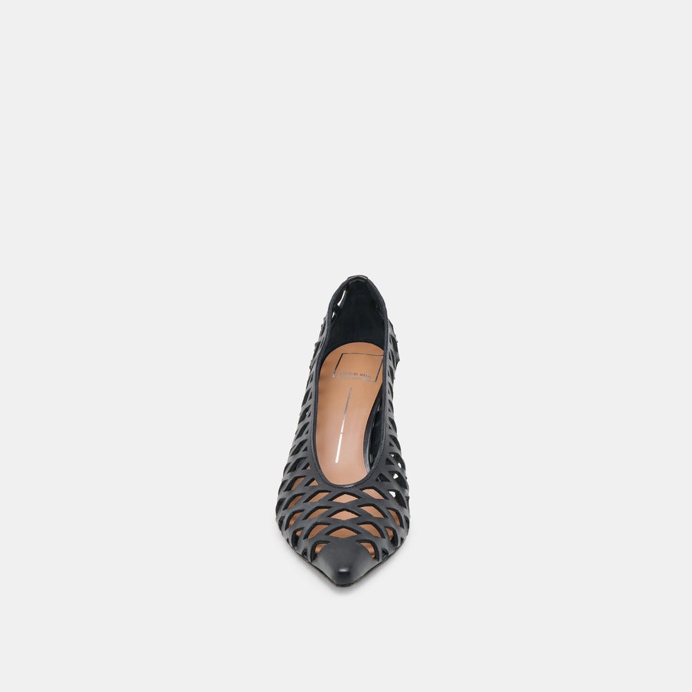 Tanya Black Woven Leather Heels / Dolce Vita