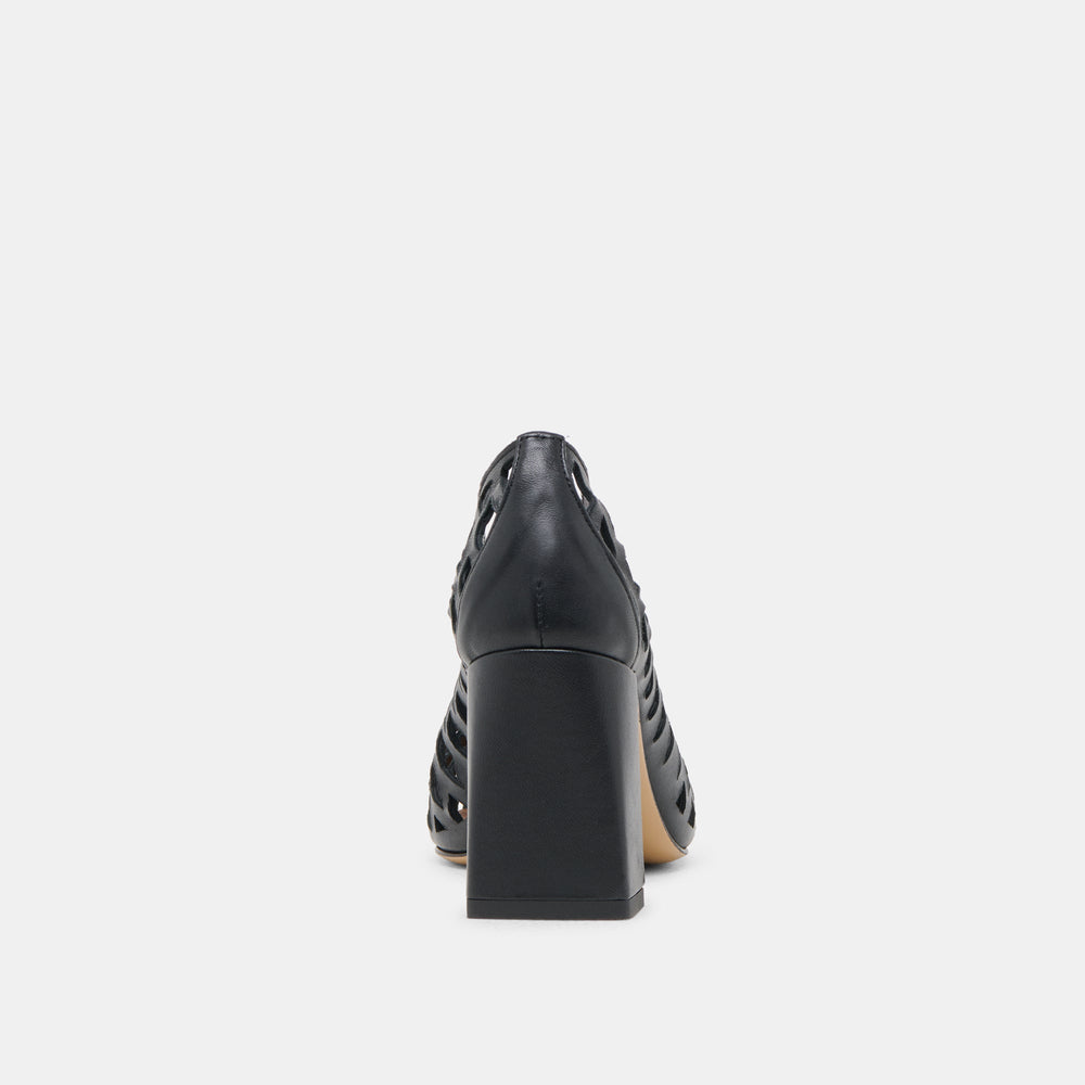 Tanya Black Woven Leather Heels / Dolce Vita