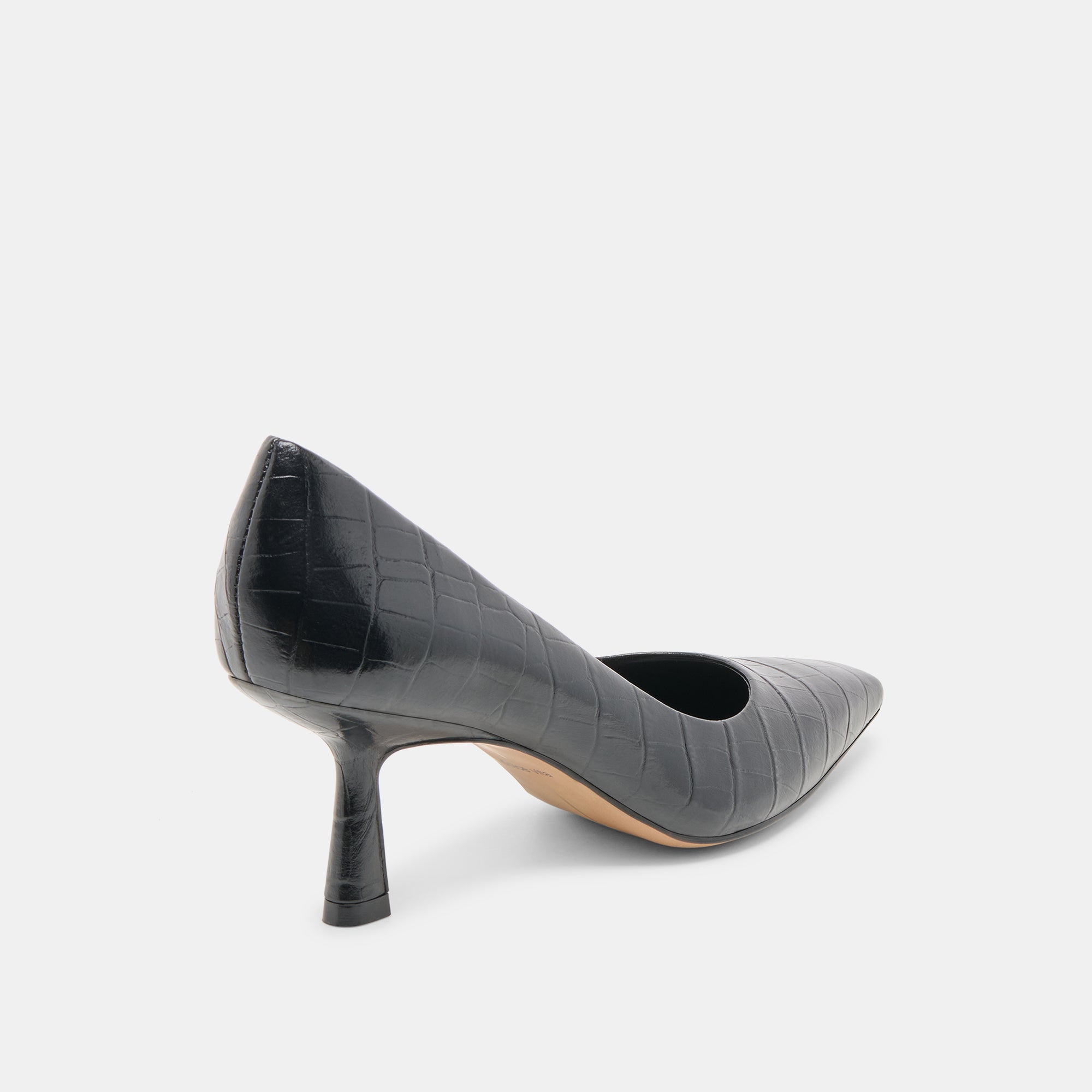 Briona Noir Croco Embossed Leather Heels / Dolce Vita