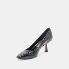 Briona Noir Croco Embossed Leather Heels / Dolce Vita