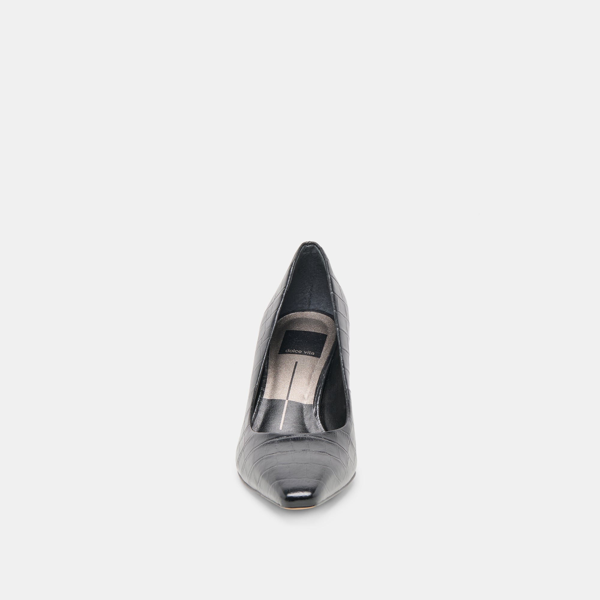 Briona Noir Croco Embossed Leather Heels / Dolce Vita