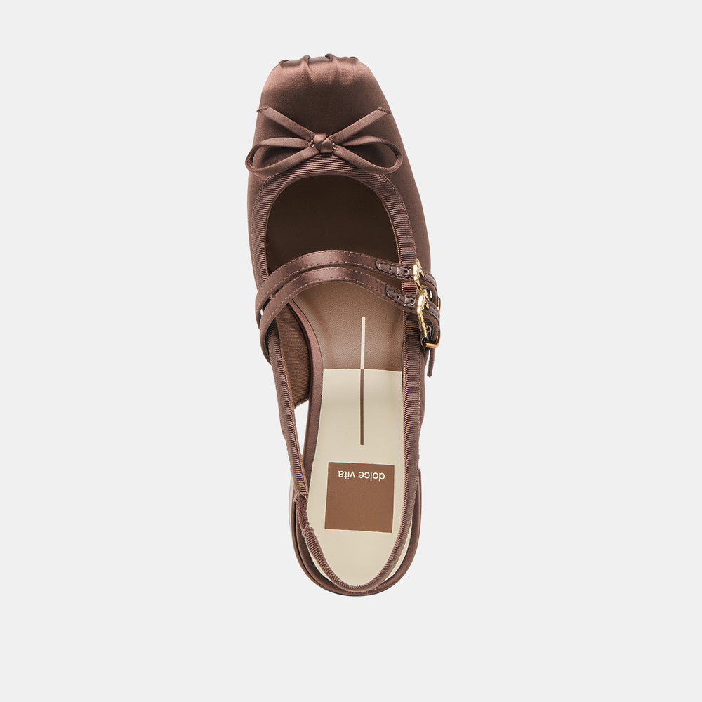 Loris Mahogany Satin Heels / Dolce Vita