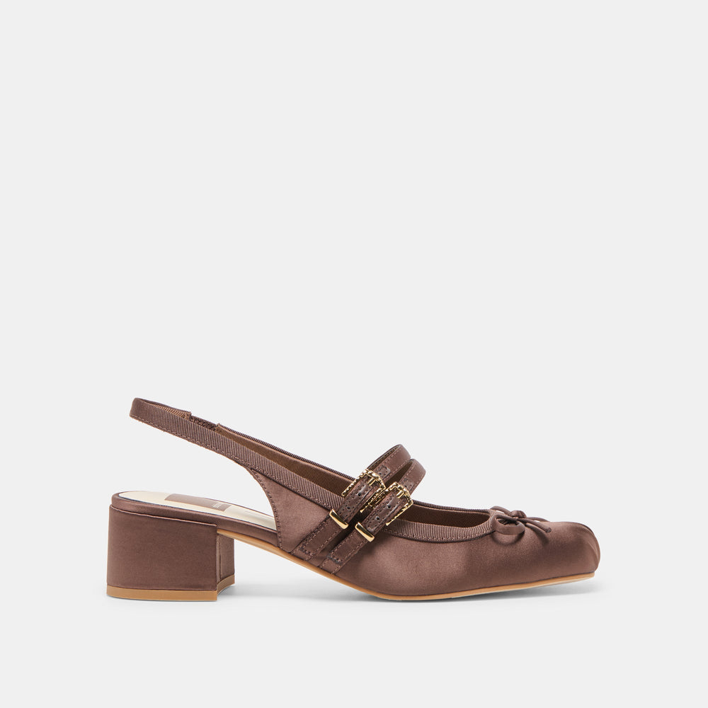 Loris Mahogany Satin Heels / Dolce Vita