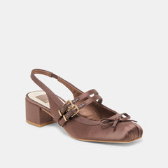 Loris Mahogany Satin Heels / Dolce Vita