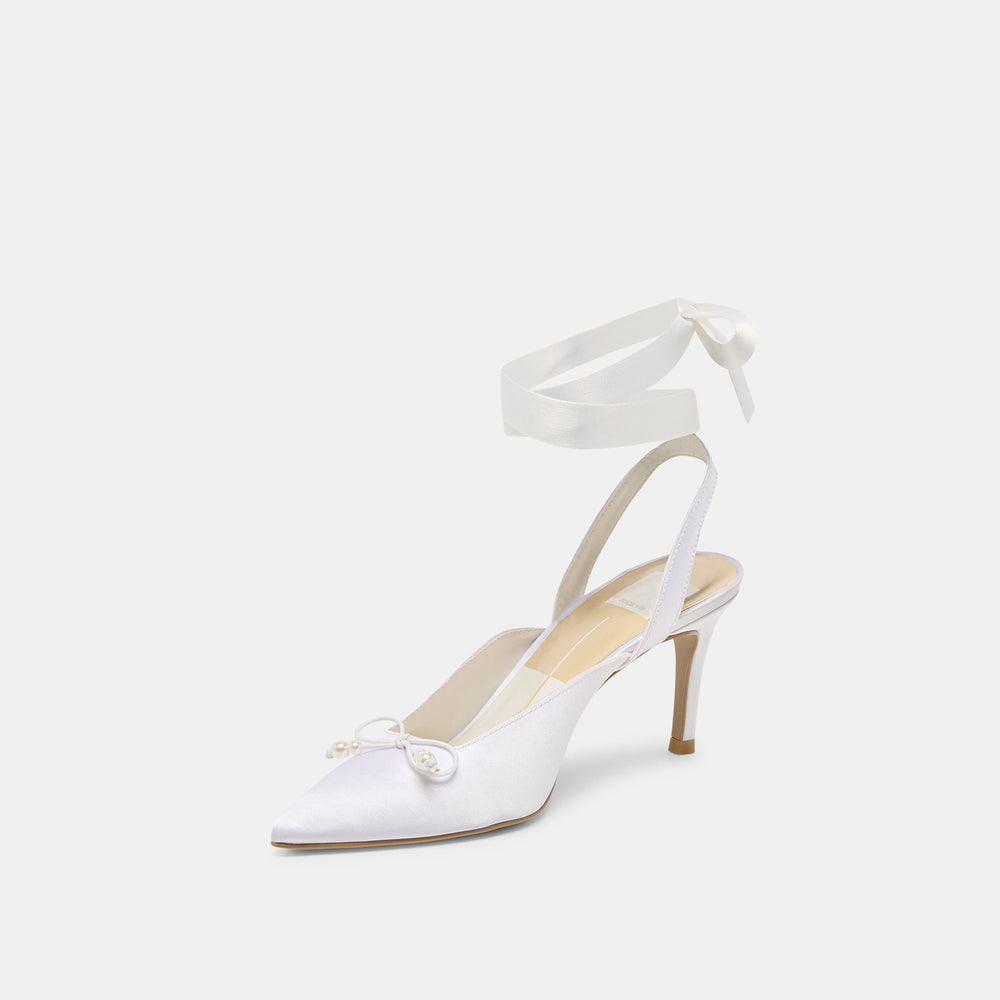 Efora True White Satin Heels / Dolce Vita