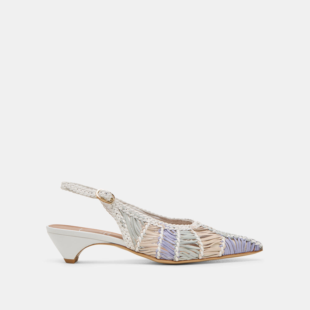 Dafney White Multi Woven Leather Heels / Dolce Vita