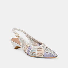 Dafney White Multi Woven Leather Heels / Dolce Vita