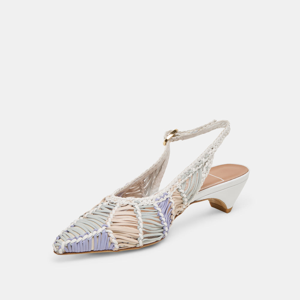 Dafney White Multi Woven Leather Heels / Dolce Vita