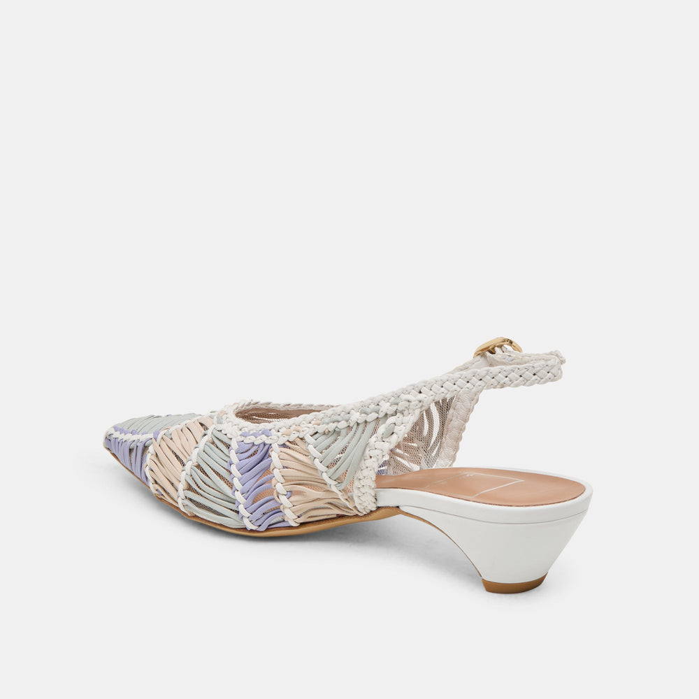 Dafney White Multi Woven Leather Heels / Dolce Vita