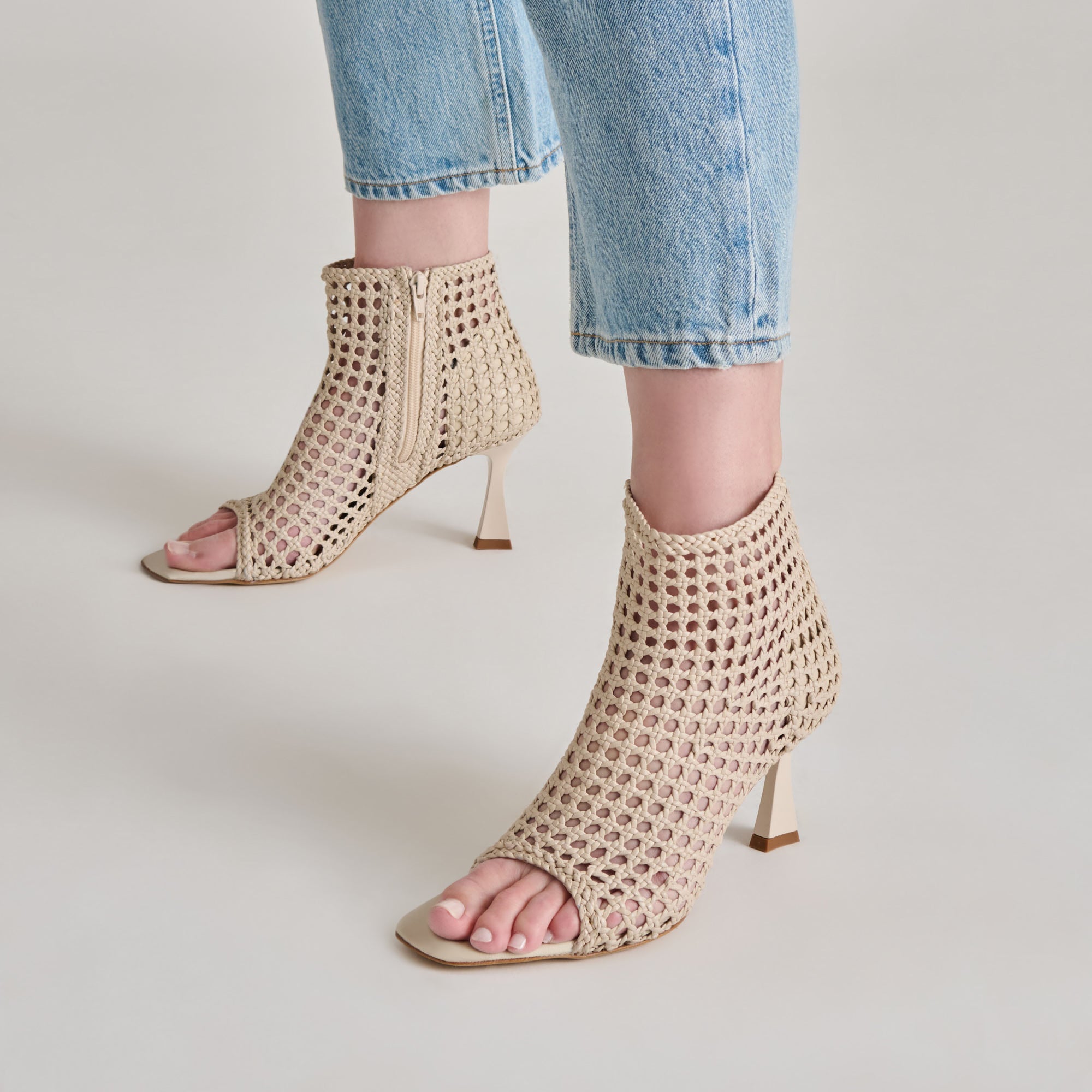 Quin Bone Woven Leather Heels / Dolce Vita