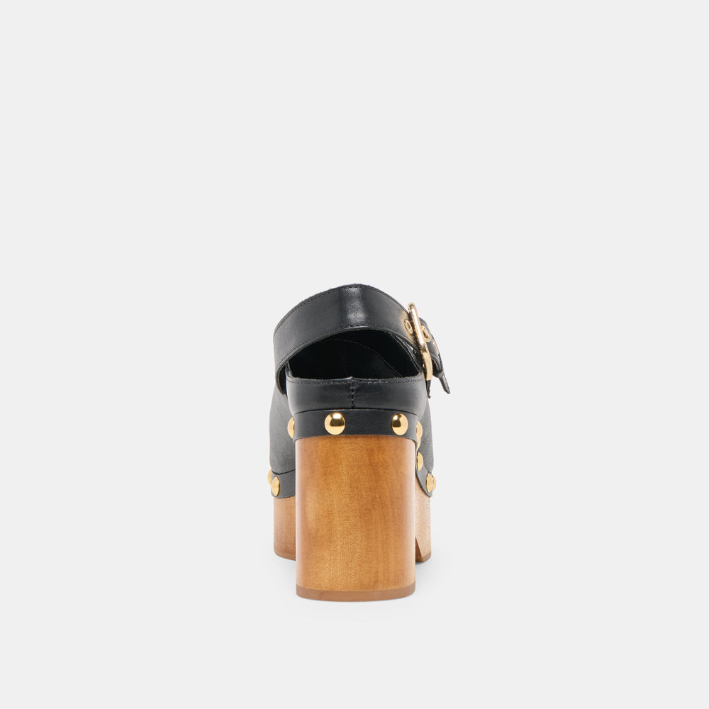 Adelan Black Leather Clogs / Dolce Vita