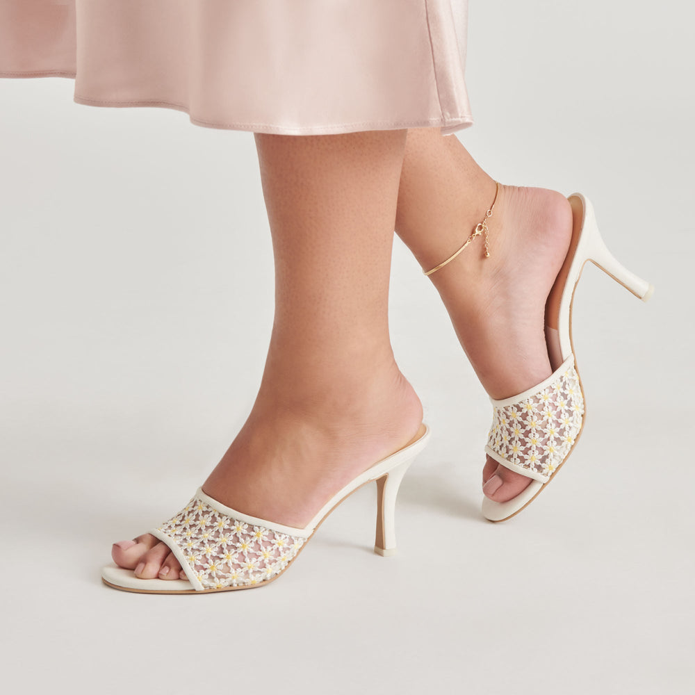 LAVENA FLORAL HEELS WHITE YELLOW FLORAL MESH
 – Dolce Vita / Dolce Vita