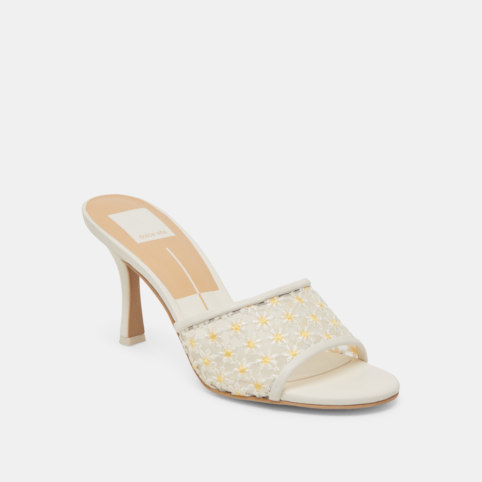 LAVENA FLORAL HEELS WHITE YELLOW FLORAL MESH
 – Dolce Vita / Dolce Vita