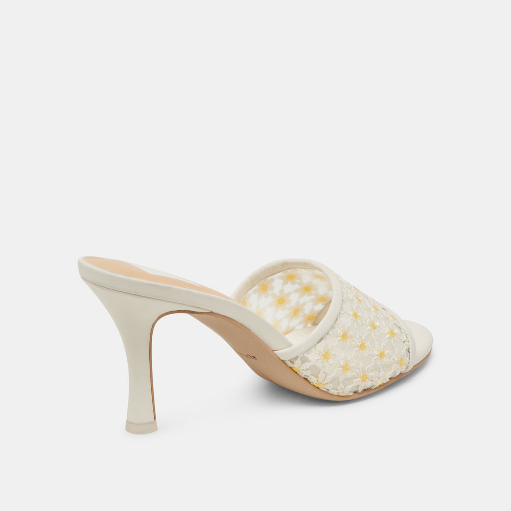 LAVENA FLORAL HEELS WHITE YELLOW FLORAL MESH
 – Dolce Vita / Dolce Vita