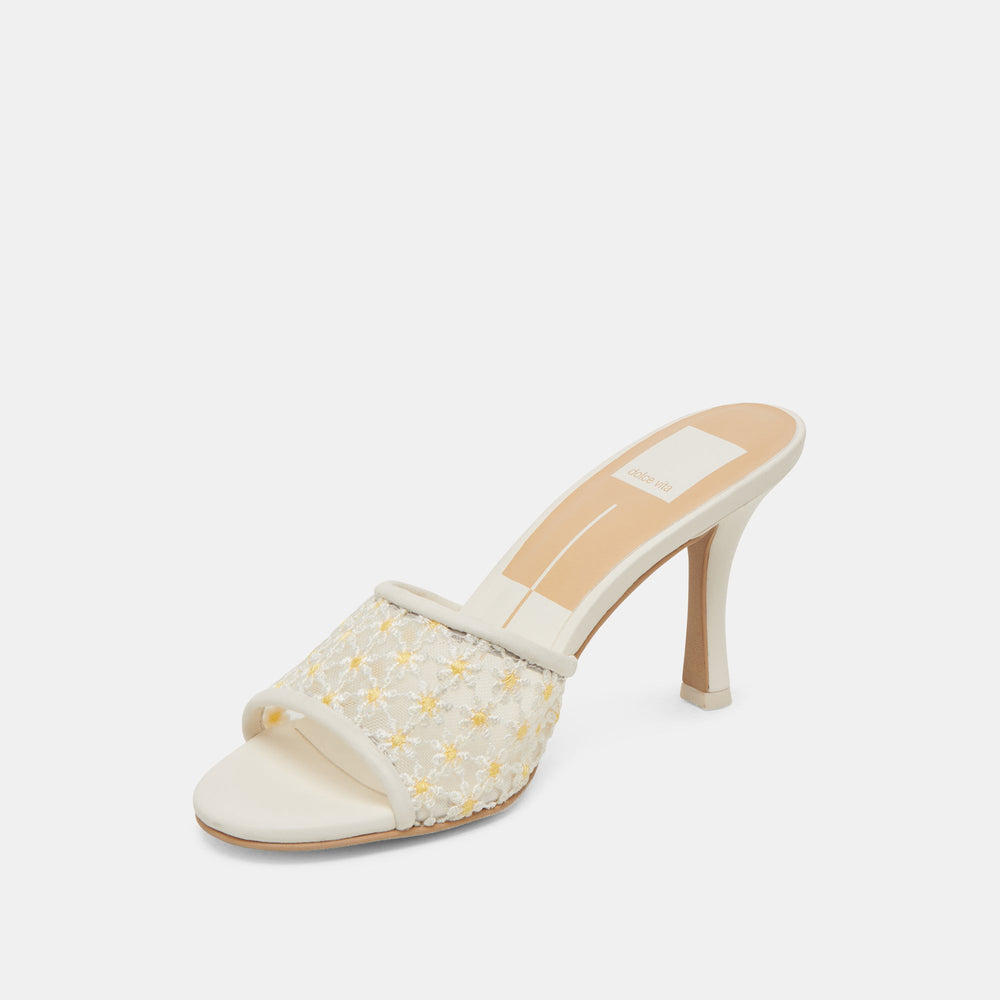 LAVENA FLORAL HEELS WHITE YELLOW FLORAL MESH
 – Dolce Vita / Dolce Vita