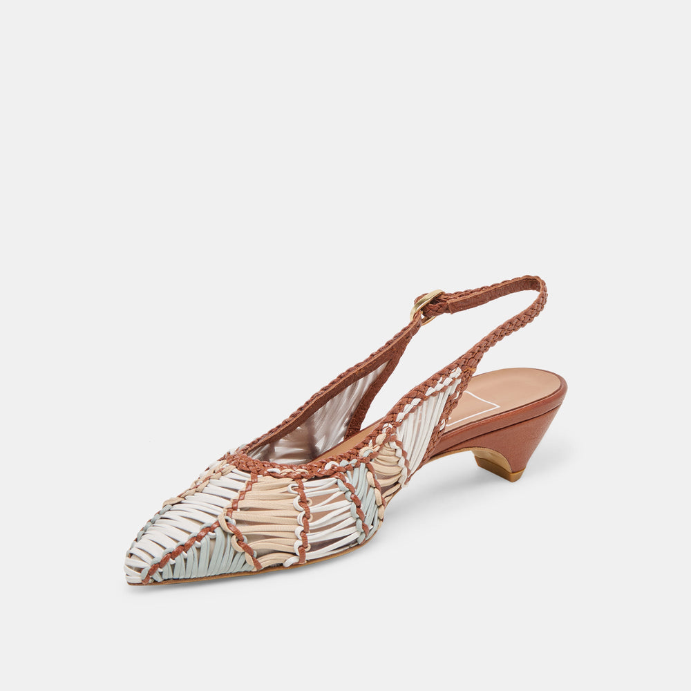 Dafney Tan Multi Woven Leather Heels / Dolce Vita