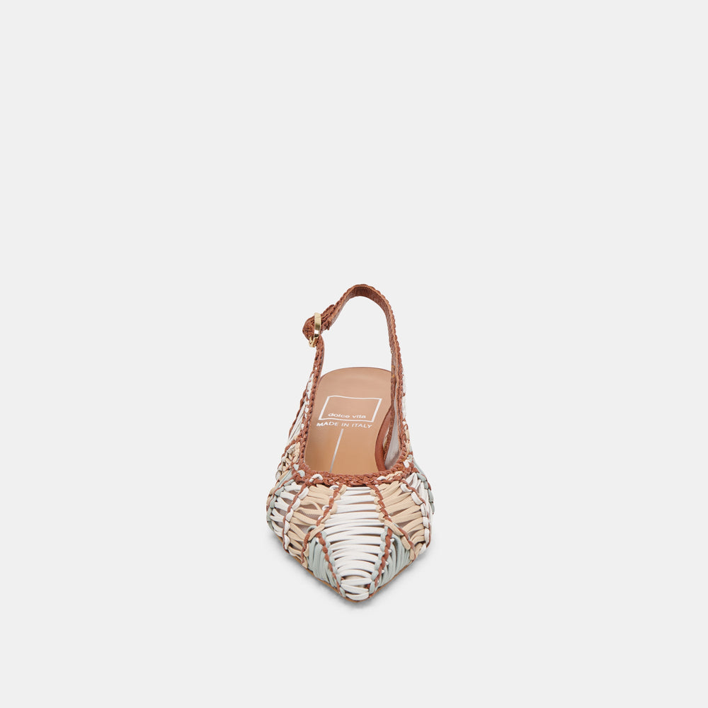 Dafney Tan Multi Woven Leather Heels / Dolce Vita
