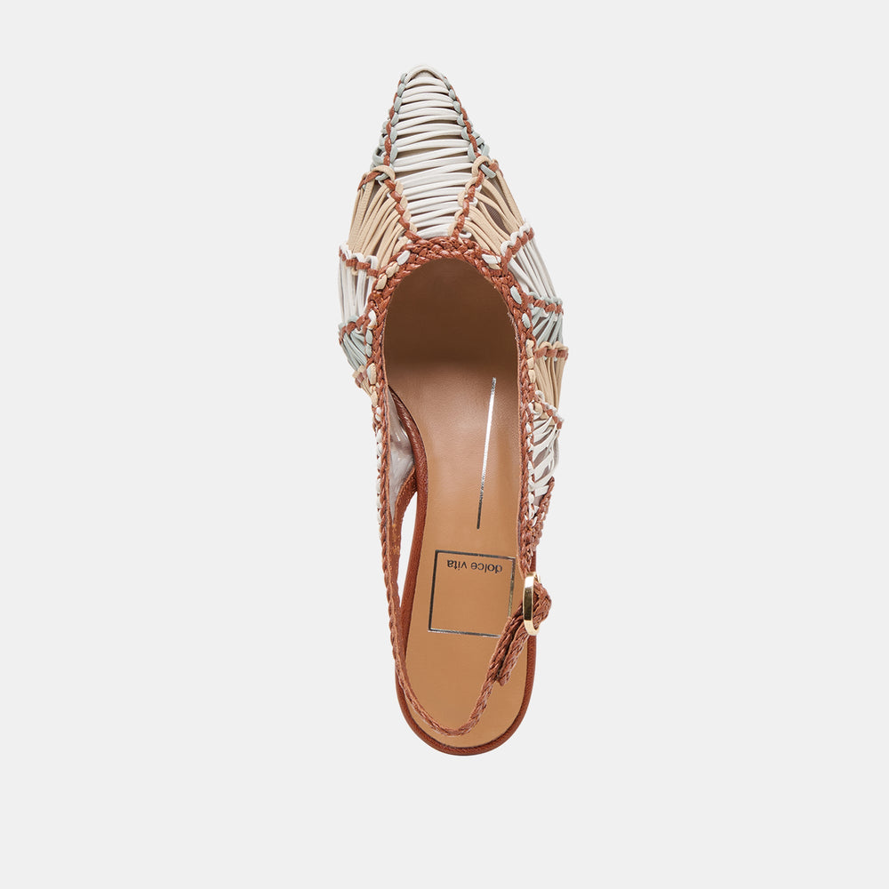 Dafney Tan Multi Woven Leather Heels / Dolce Vita