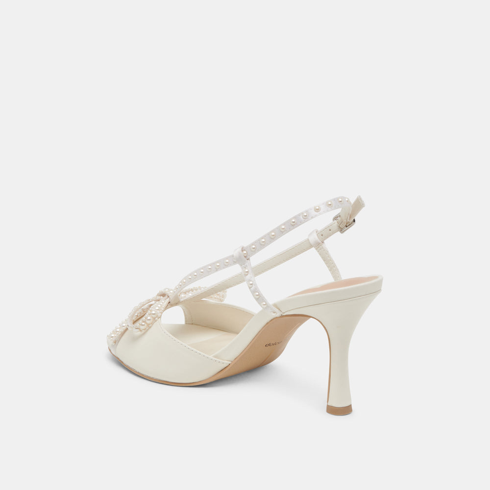 LONNY PEARL HEELS WHITE SATIN
 – Dolce Vita / Dolce Vita