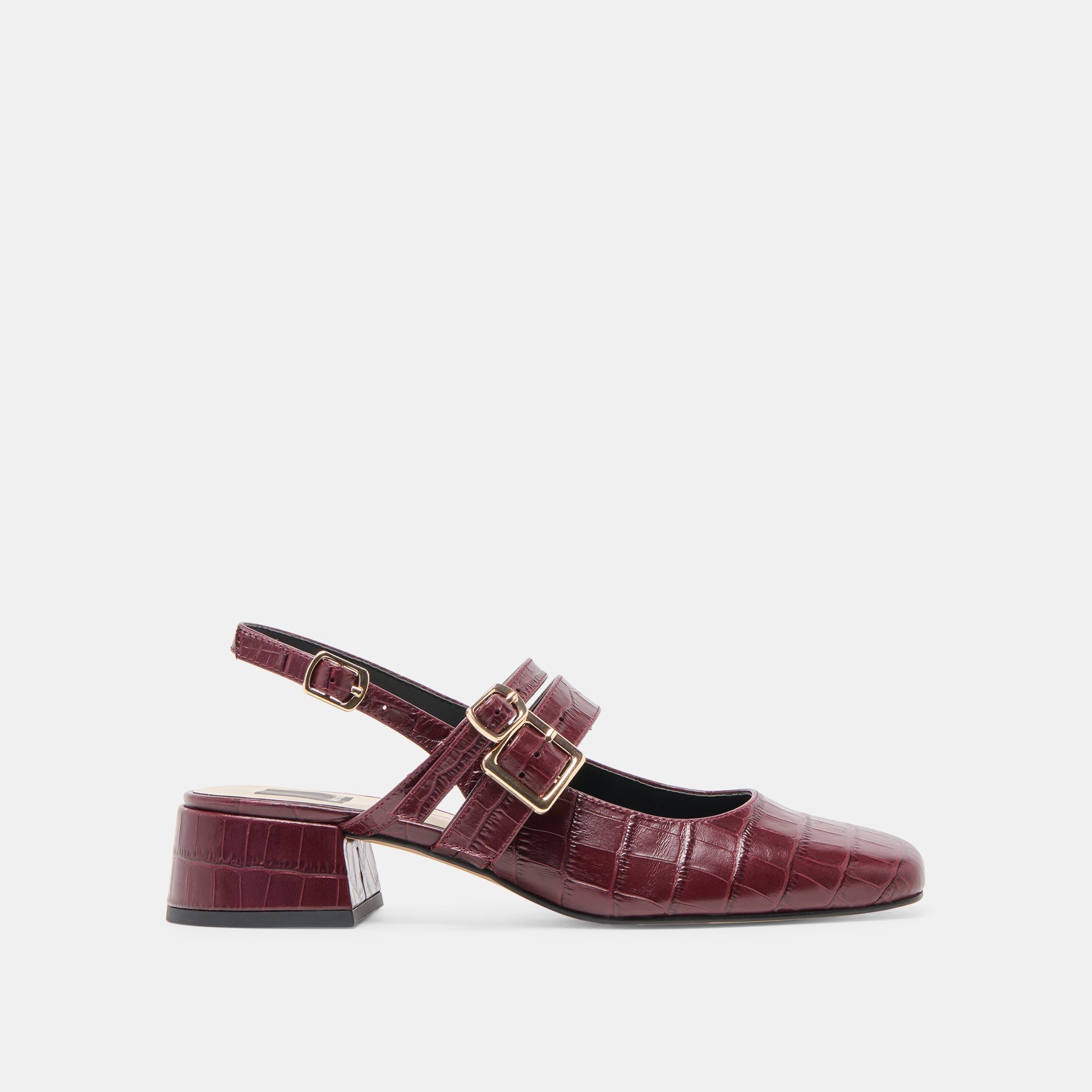 Patzy Oxblood Embossed Leather Heels / Dolce Vita