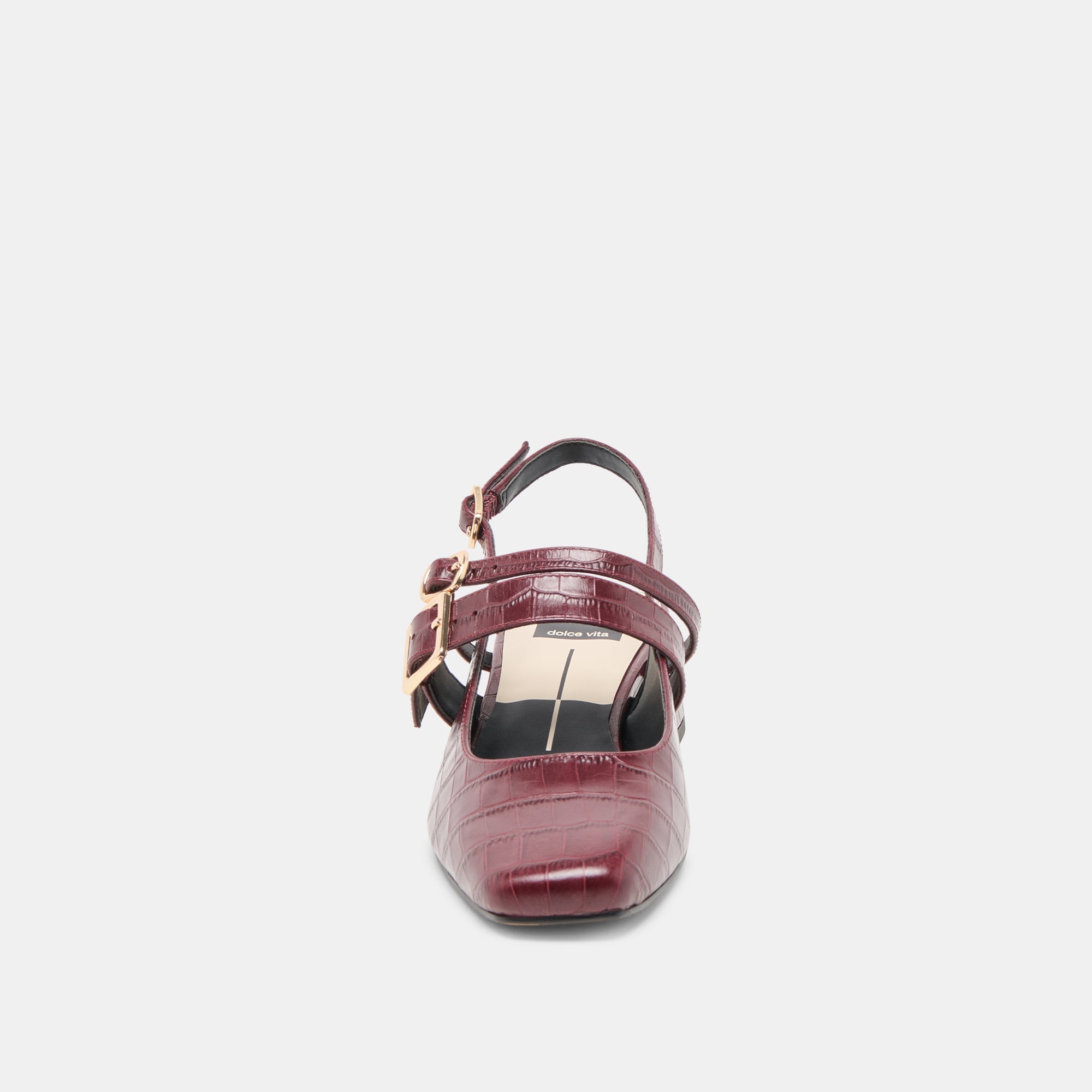 Patzy Oxblood Embossed Leather Heels / Dolce Vita