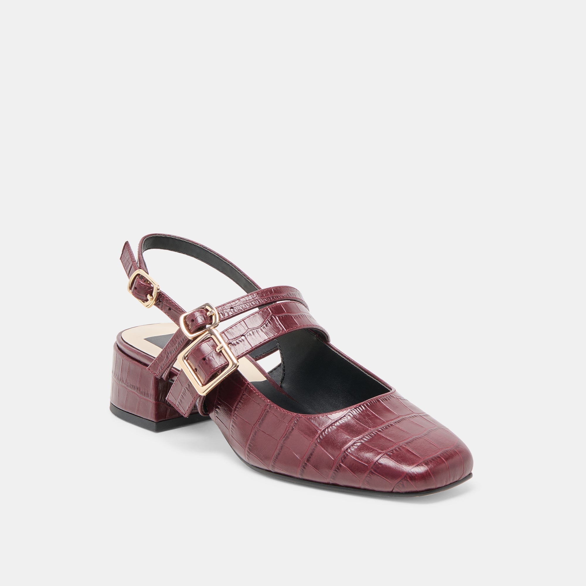 Patzy Oxblood Embossed Leather Heels / Dolce Vita