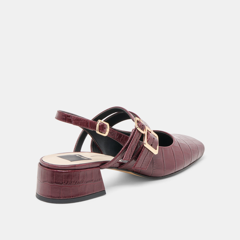 Patzy Oxblood Embossed Leather Heels / Dolce Vita