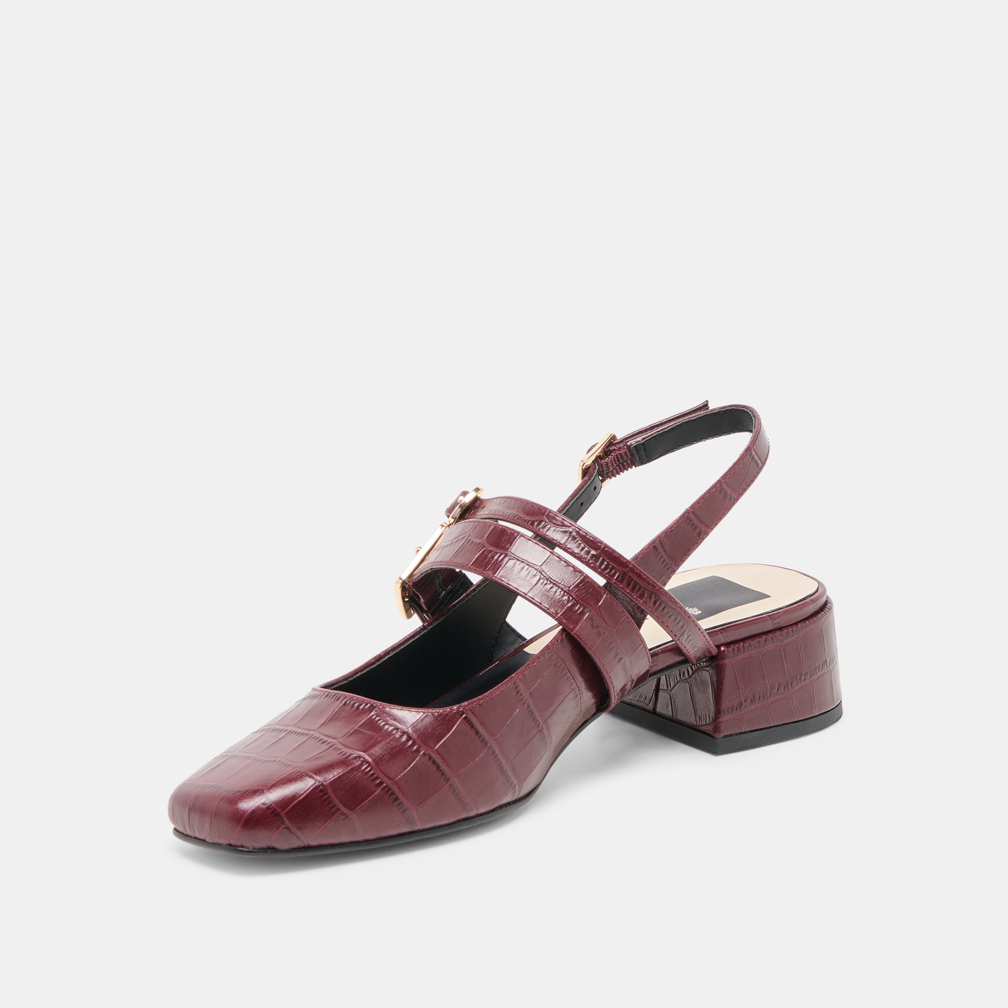 Patzy Oxblood Embossed Leather Heels / Dolce Vita