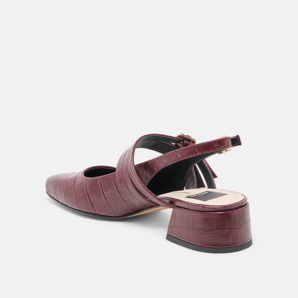Patzy Oxblood Embossed Leather Heels / Dolce Vita
