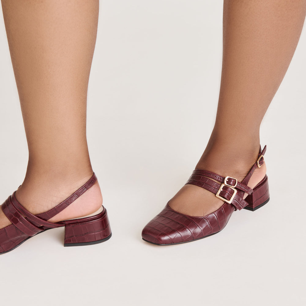Patzy Oxblood Embossed Leather Heels / Dolce Vita