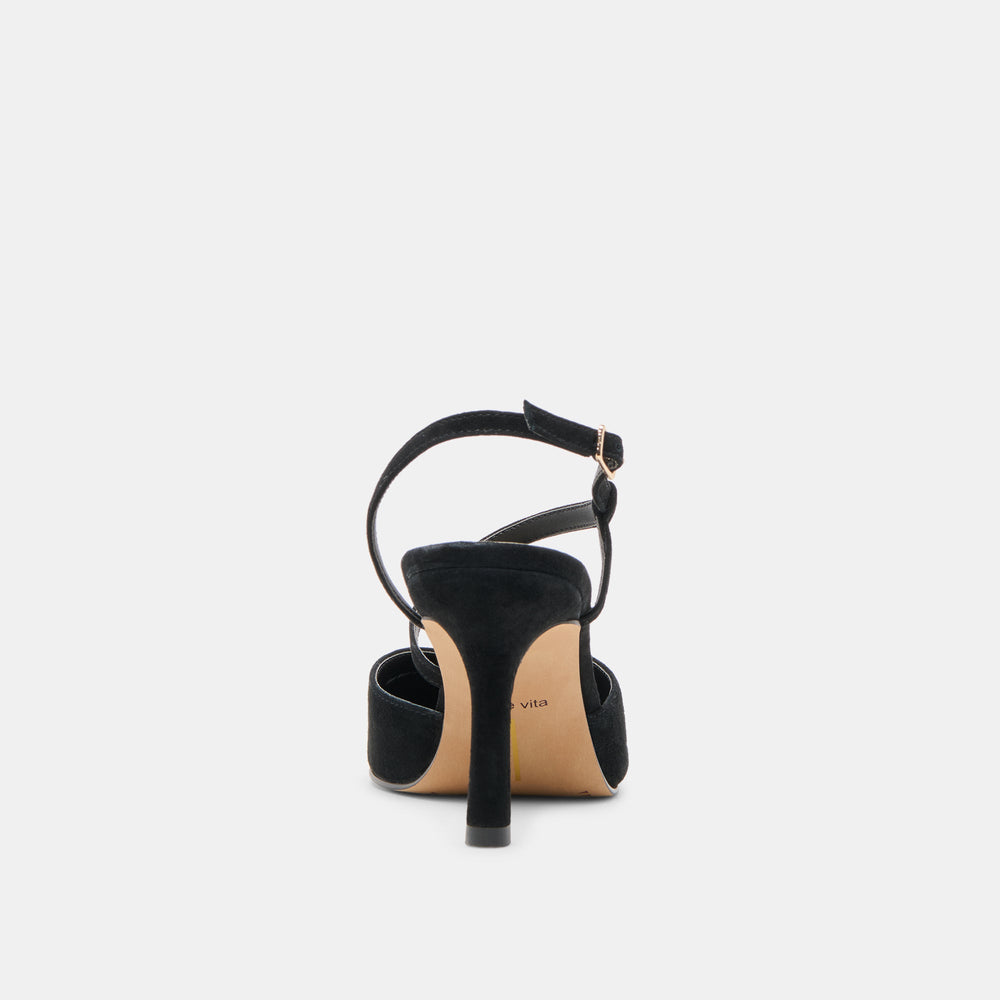 Kamra Onyx Suede Heels / Dolce Vita