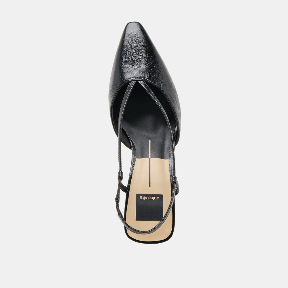 Ginay Black Leather Heels / Dolce Vita