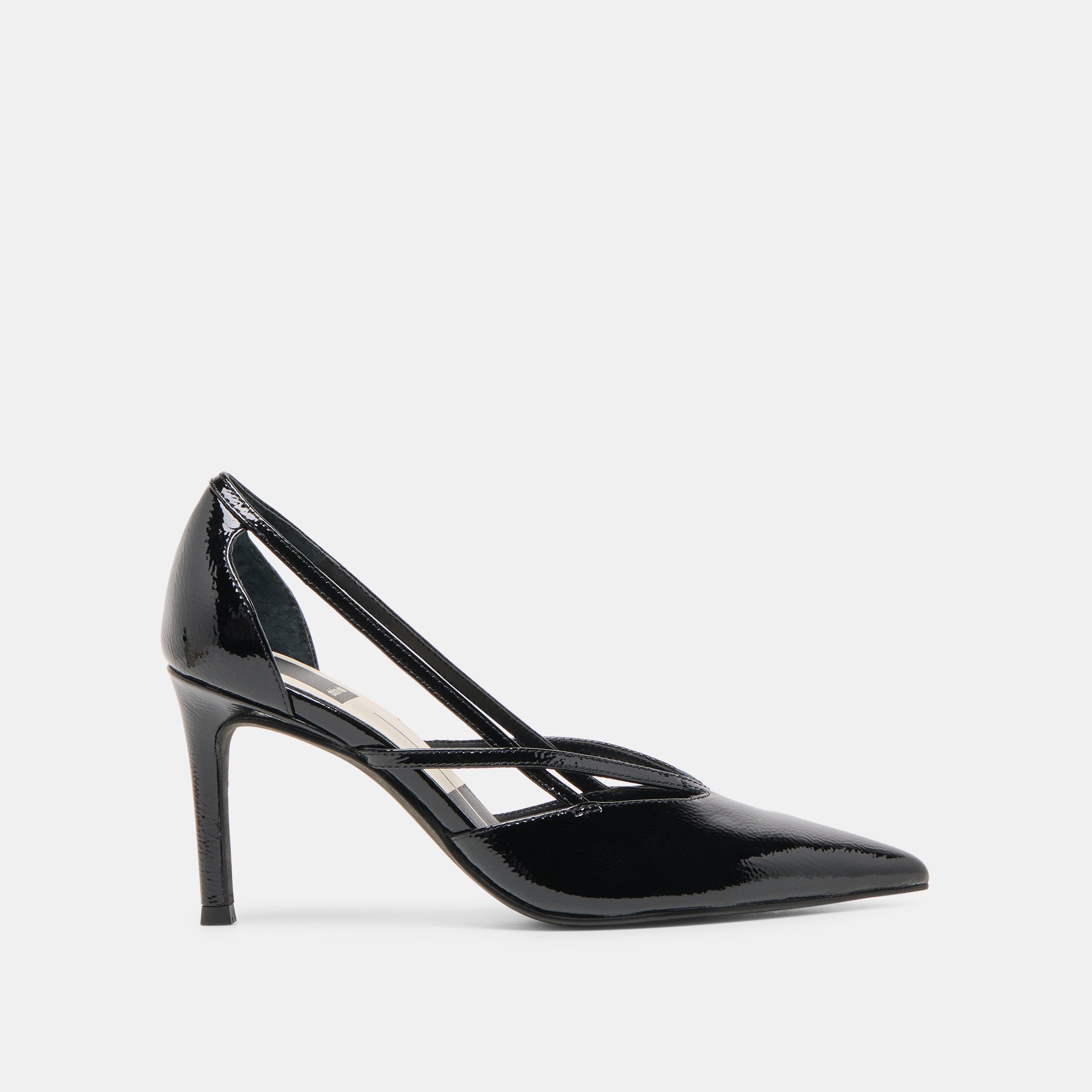 Kaine Midnight Crinkle Patent Leather Heels / Dolce Vita
