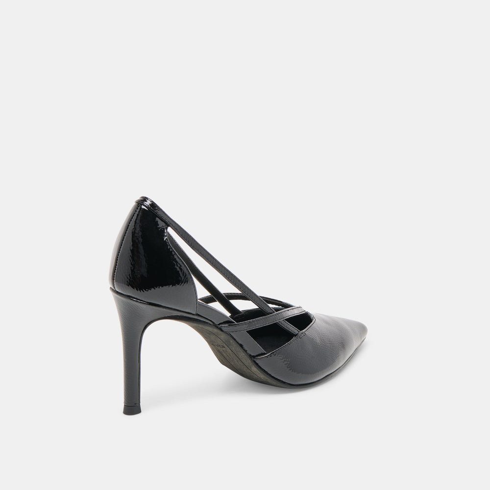 Kaine Midnight Crinkle Patent Leather Heels / Dolce Vita