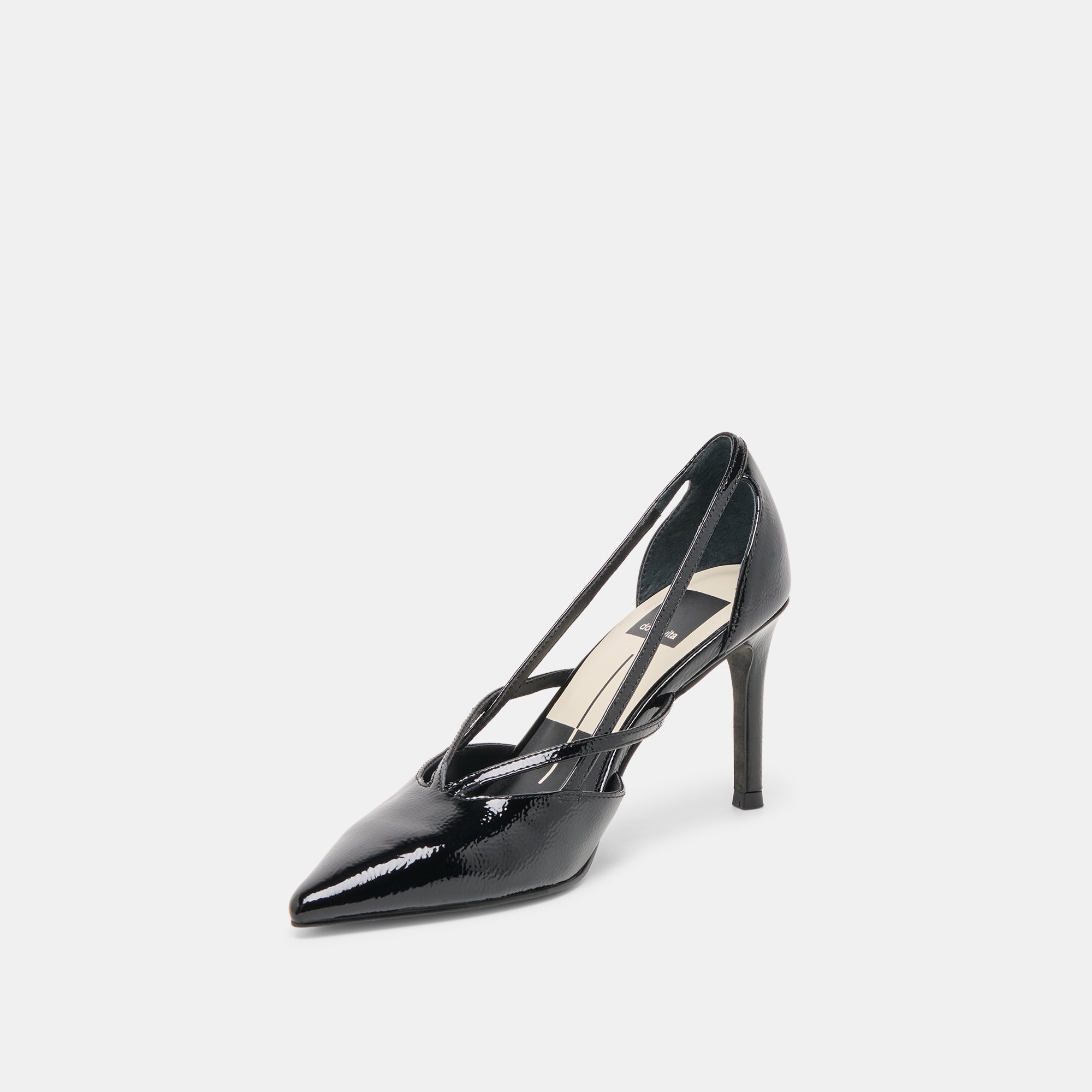 Kaine Midnight Crinkle Patent Leather Heels / Dolce Vita