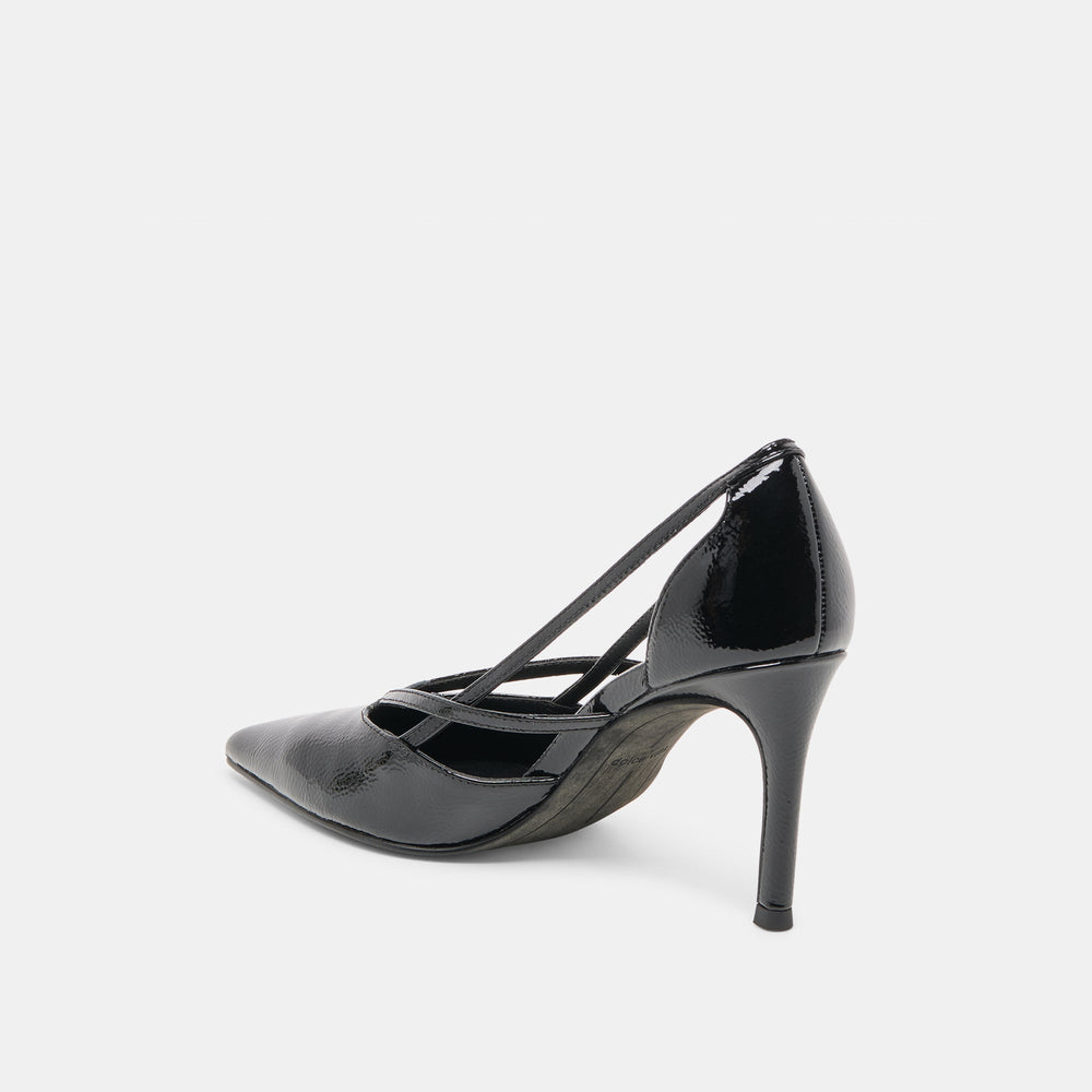 Kaine Midnight Crinkle Patent Leather Heels / Dolce Vita