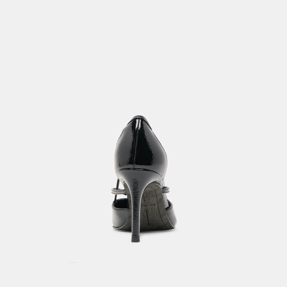 Kaine Midnight Crinkle Patent Leather Heels / Dolce Vita