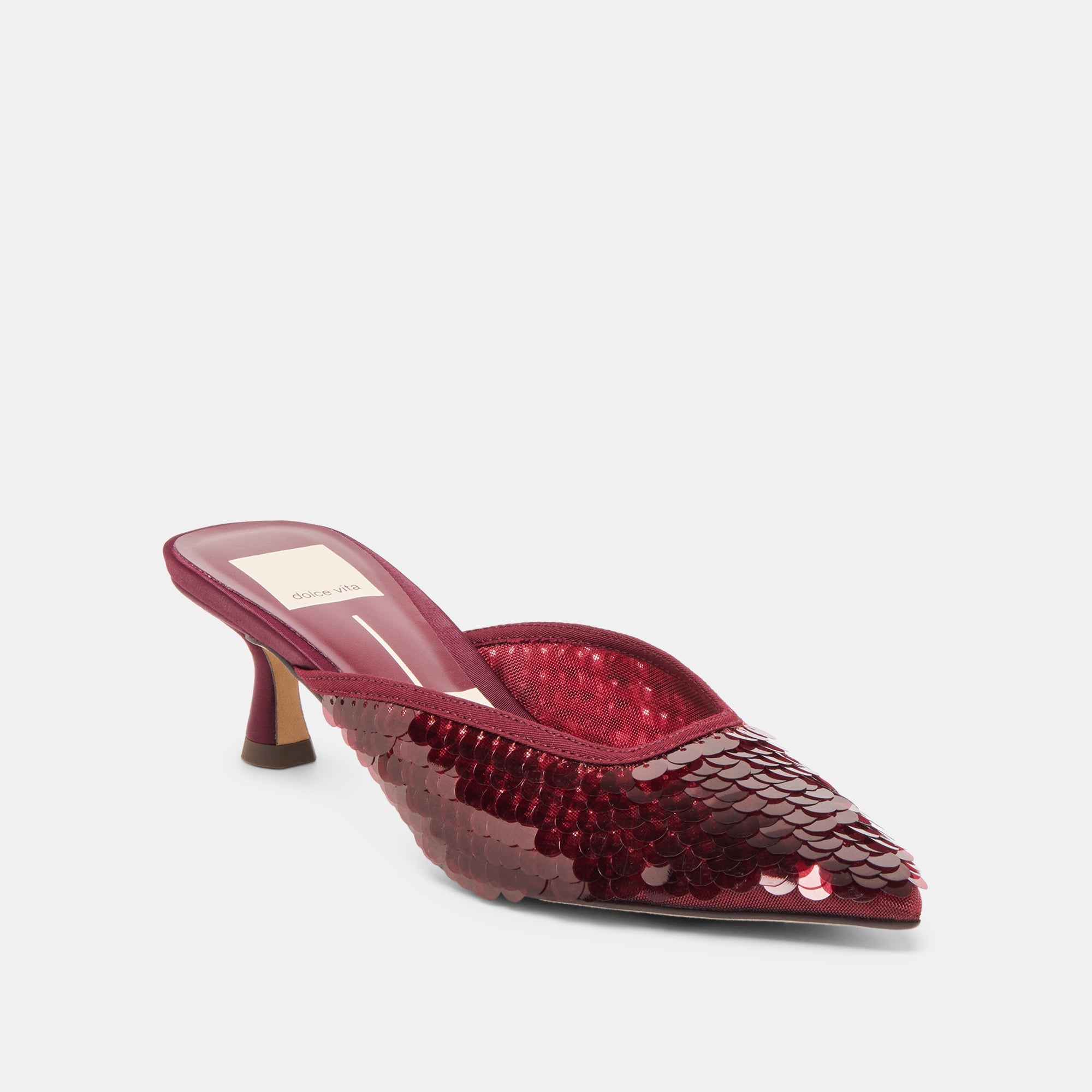 Cleo Cranberry Sequin Heels / Dolce Vita