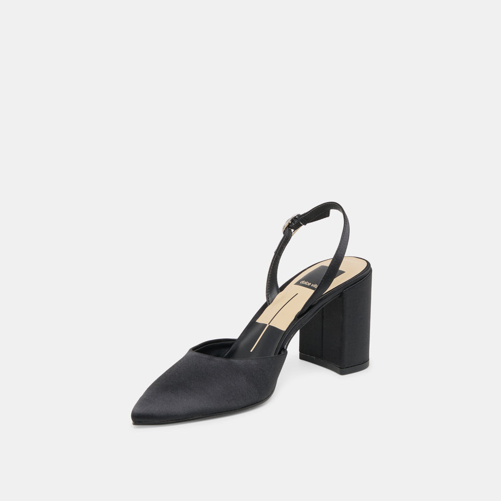 Carel Onyx Satin High Heels / Dolce Vita