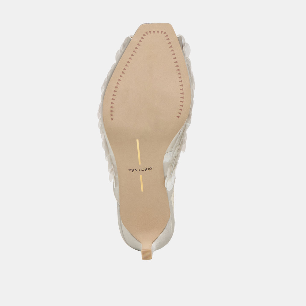 Samary Confetti Silver Satin Heels / Dolce Vita