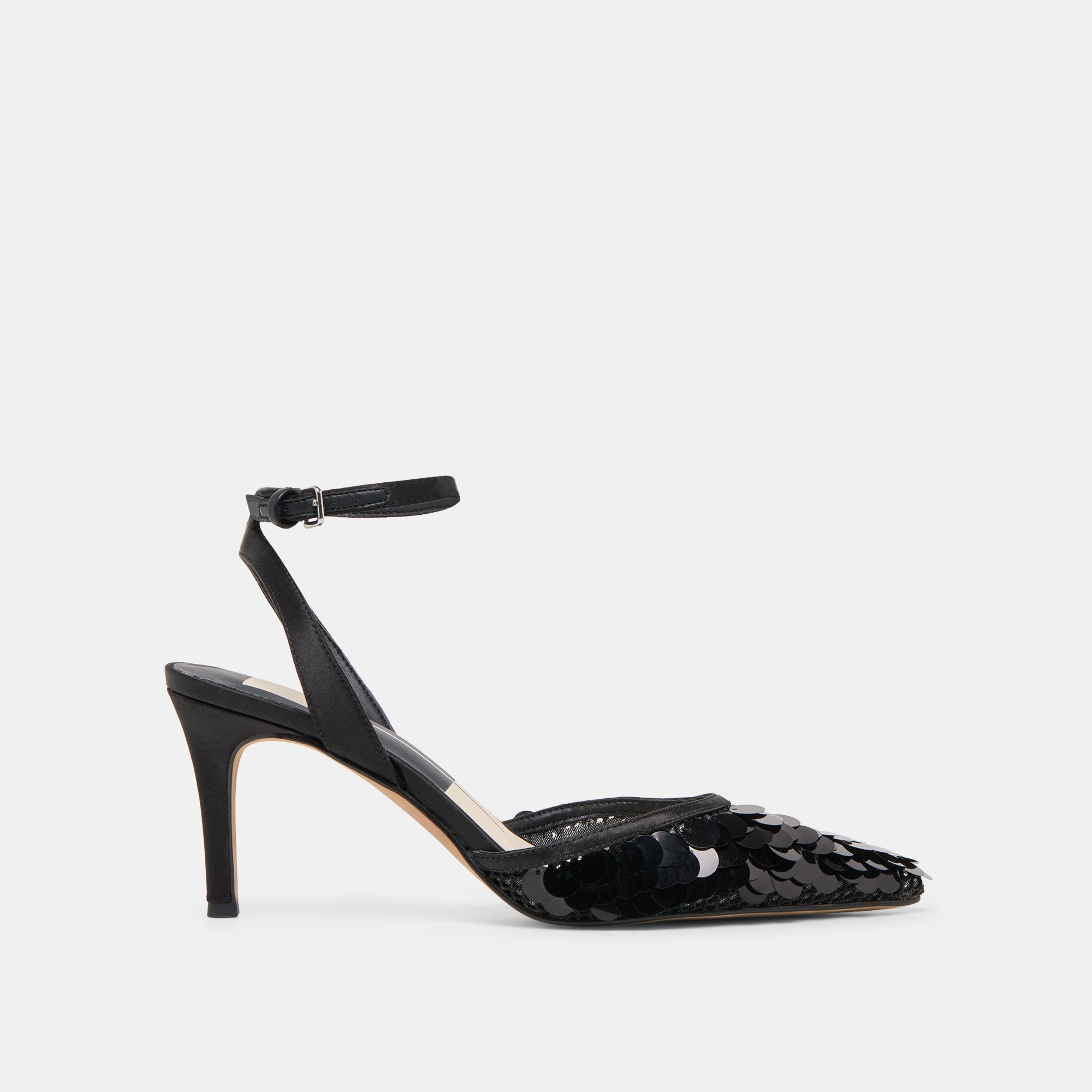 Elizza Confetti Onyx Woven Mesh Heels / Dolce Vita