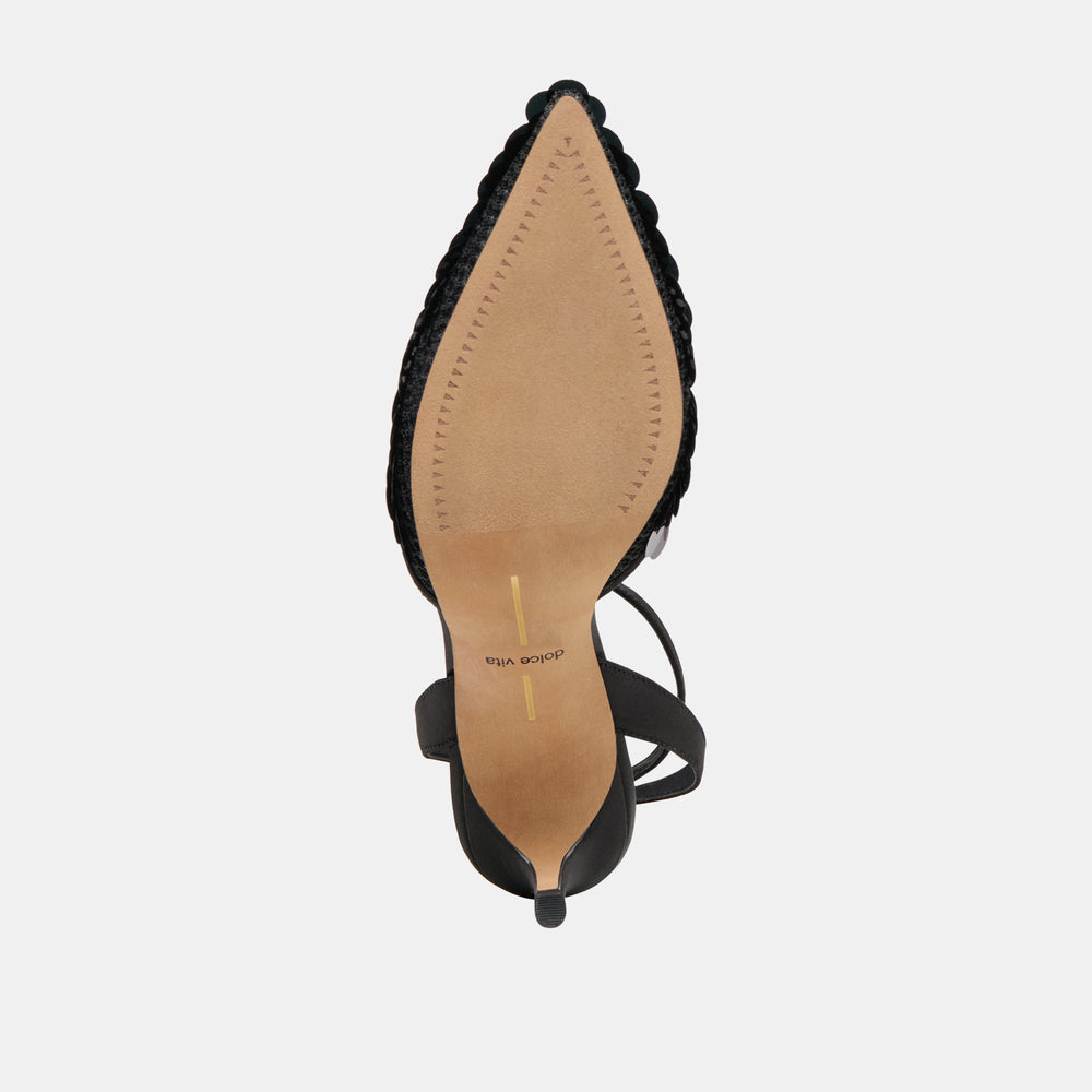 Elizza Confetti Onyx Woven Mesh Heels / Dolce Vita