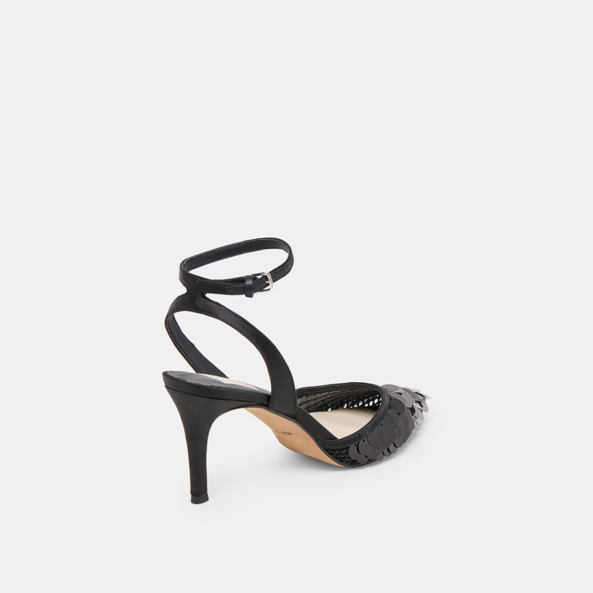 Elizza Confetti Onyx Woven Mesh Heels / Dolce Vita