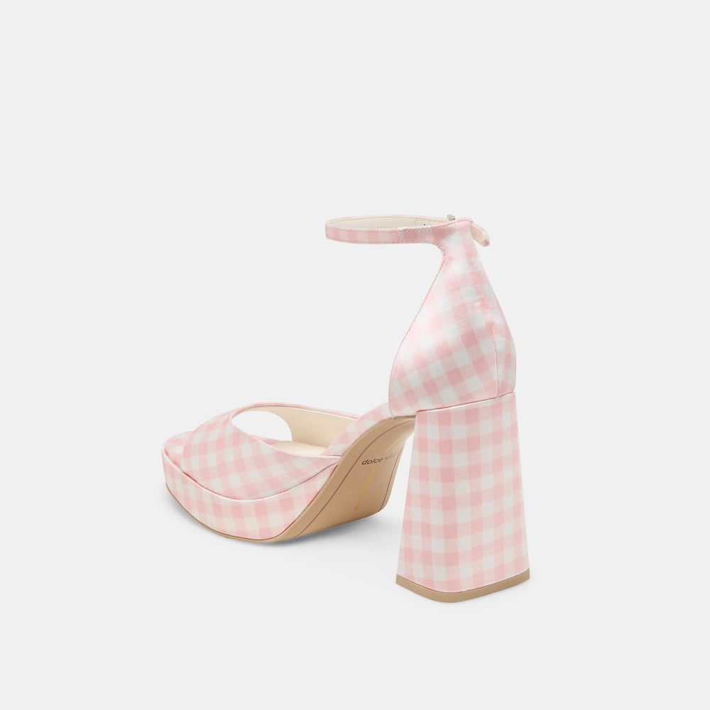 Reyes X Byrdie Golf Pink Plaid Gingham Heels / Dolce Vita