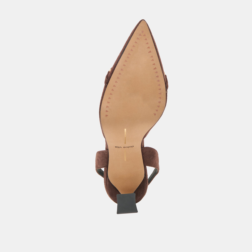 Malik Mahogany Nubuck Heels / Dolce Vita