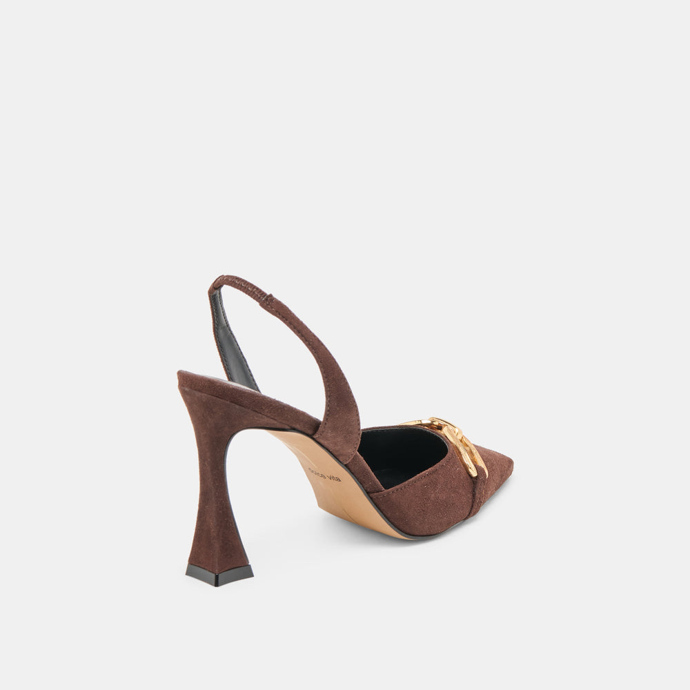 Malik Mahogany Nubuck Heels / Dolce Vita